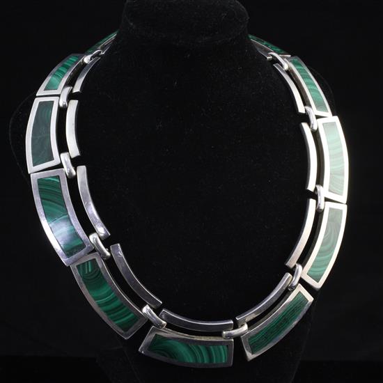 Ex. Patrick Duffy - silver and malachite necklace